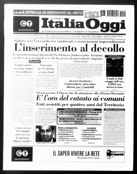 Italia oggi : quotidiano di economia finanza e politica